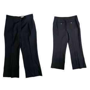 Vintage Yves Saint Laurent Black Virgin Wool Cropped Pleated Pants F44